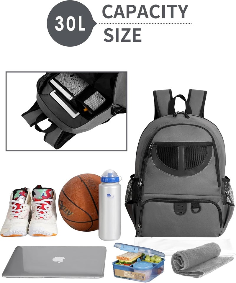 TRAILKICKER Basketball Bag Backpack for Men Women with Ball & Shoes Compartment 30L Capacity Lightweight Breathable Boys Girls Soccer Ball Bag Backpack Fit Volleyball Football Sports Travel School Gym - Image 2